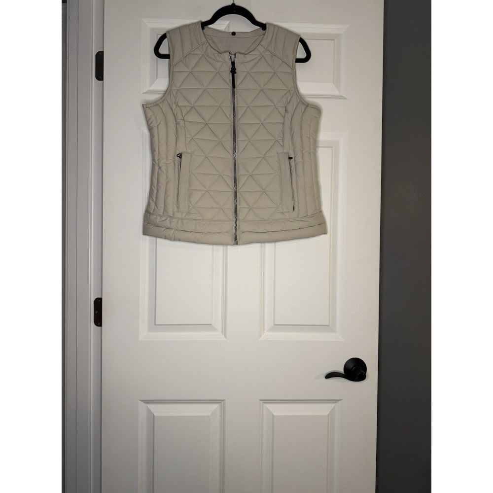 Marc New York Quilted Vest Large Beige Faux Down